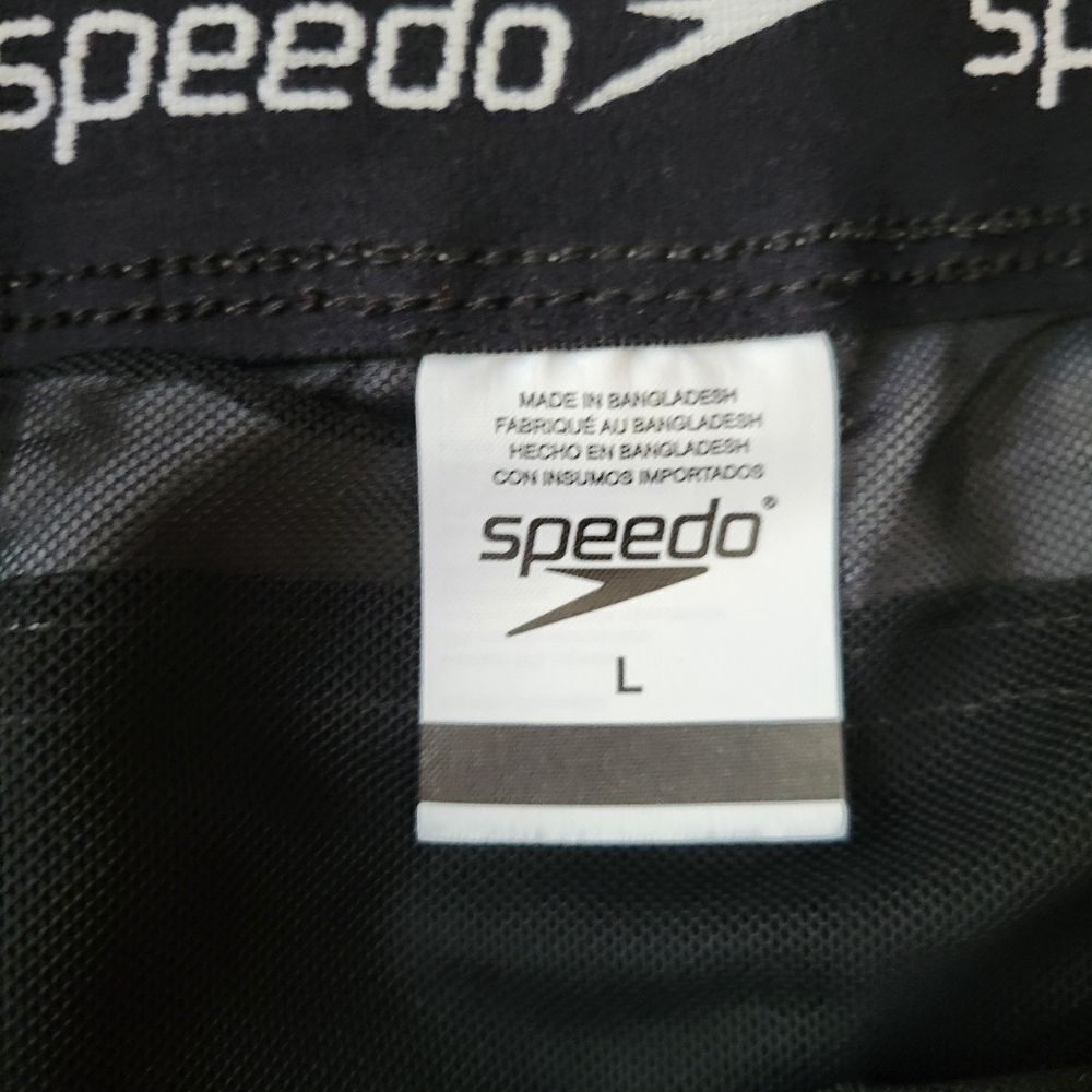 $50 NEW SPEEDO MARINA GRAY BLACK STRETCH FLEX VOLLEY SHORTS w/ liner L large NWT - Picture 7 of 15